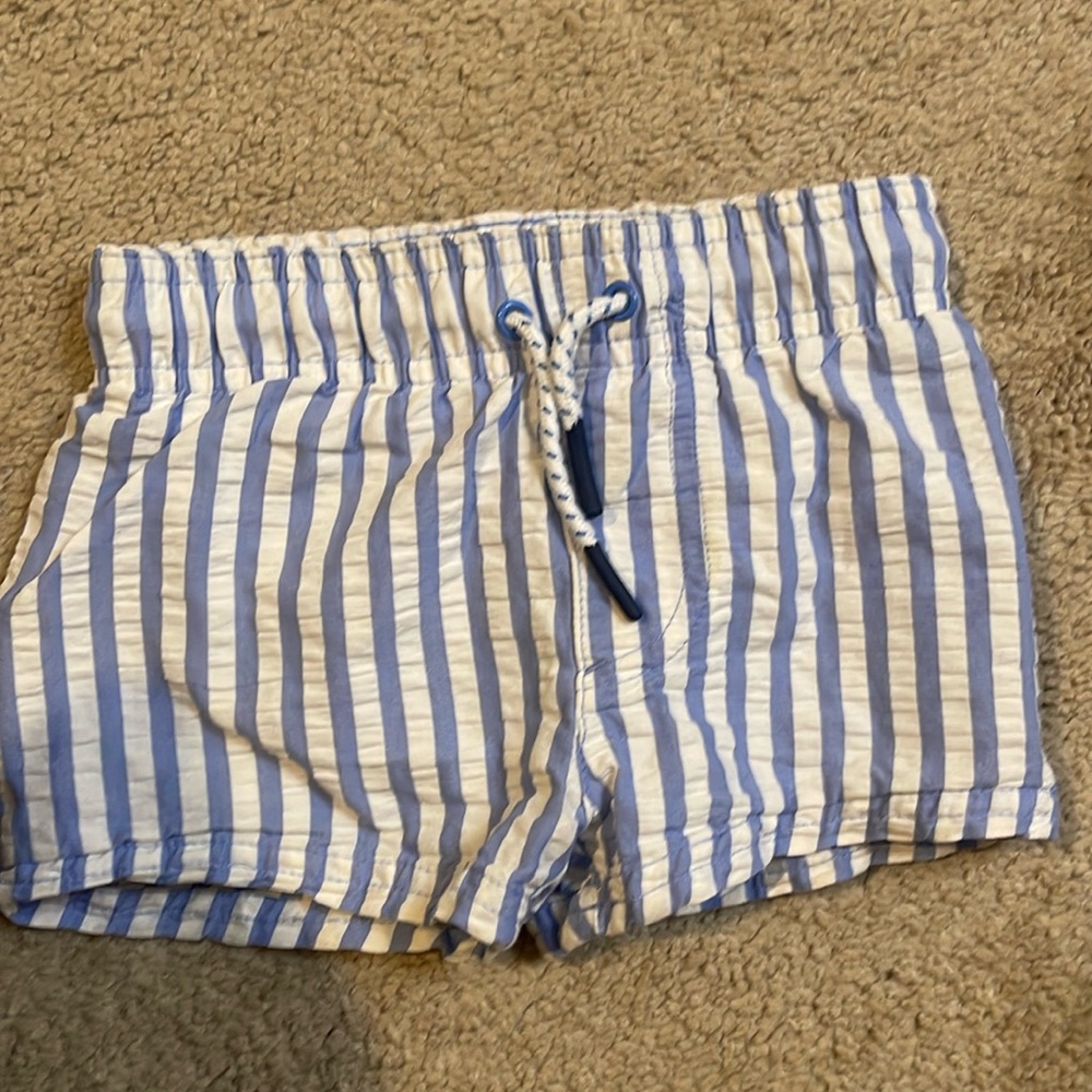 Cat and Jack blue and white striped swim trunks size 12M